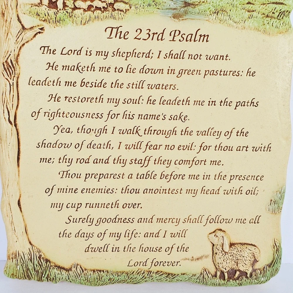 1990 Miller Studio 23rd Psalm Wall Plaque Shepherd Sheep Religious Decor Art